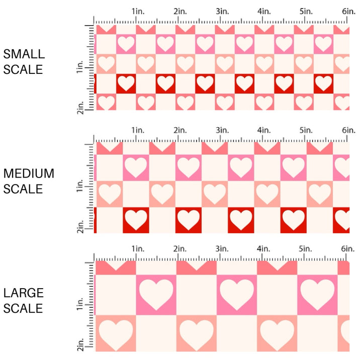 This holiday fabric by the yard features hearts on cream, red and pink checkers. This festive pattern fabric can be used for all your sewing and crafting needs!