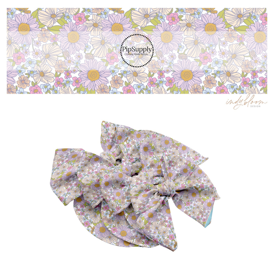 These spring themed no sew bow strips can be easily tied and attached to a clip for a finished hair bow. These bow strips are great for personal use or to sell. These bow strips feature the following design elements: peach and lilac floral patterns.