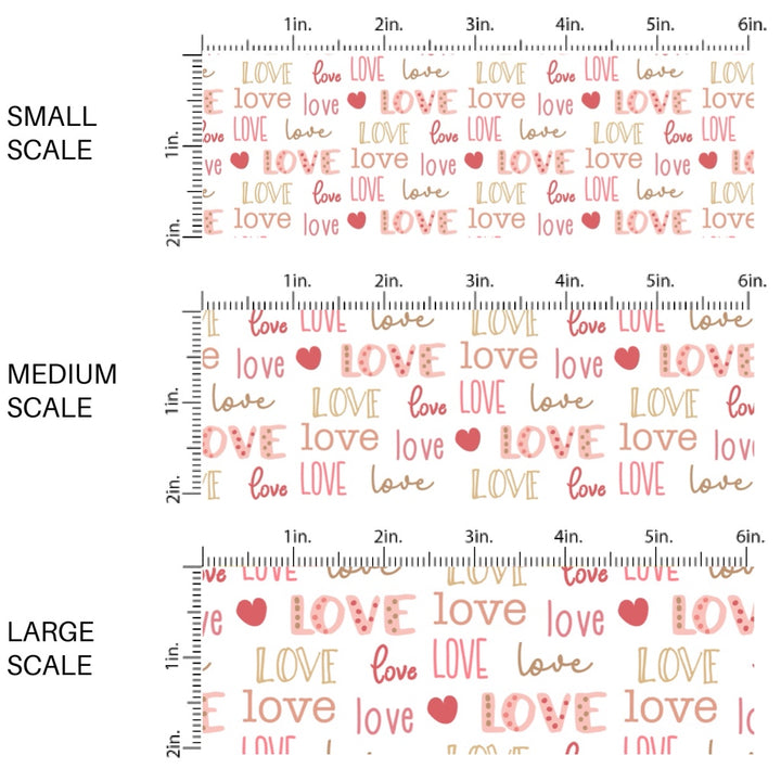 This holiday fabric by the yard features "LOVE" sayings and hearts. This festive pattern fabric can be used for all your sewing and crafting needs!