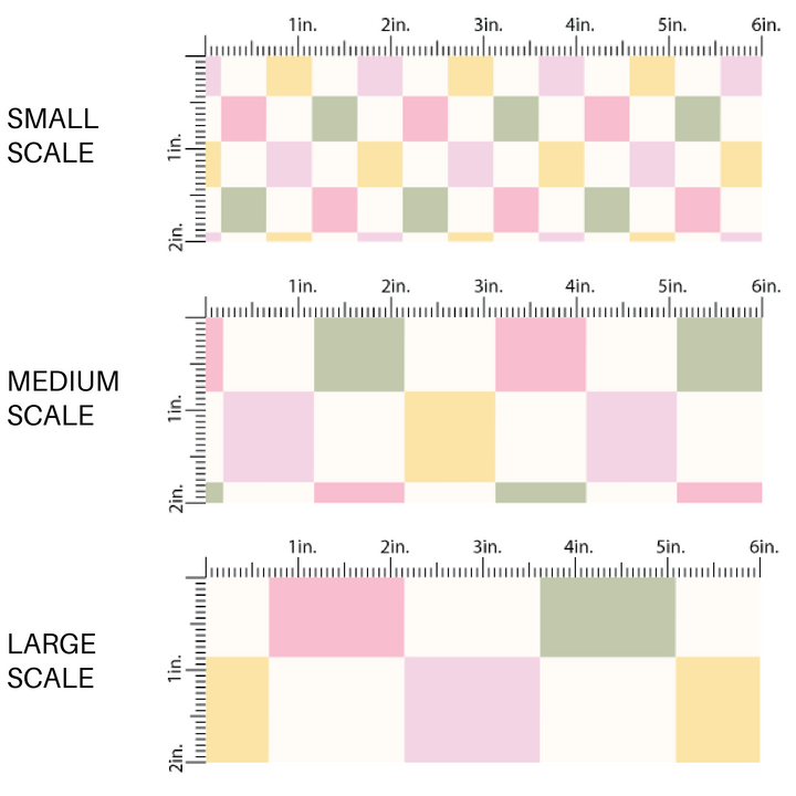 Pastel Pink, Yellow, and Green Checkered Fabric by the Yard scaled image guide.