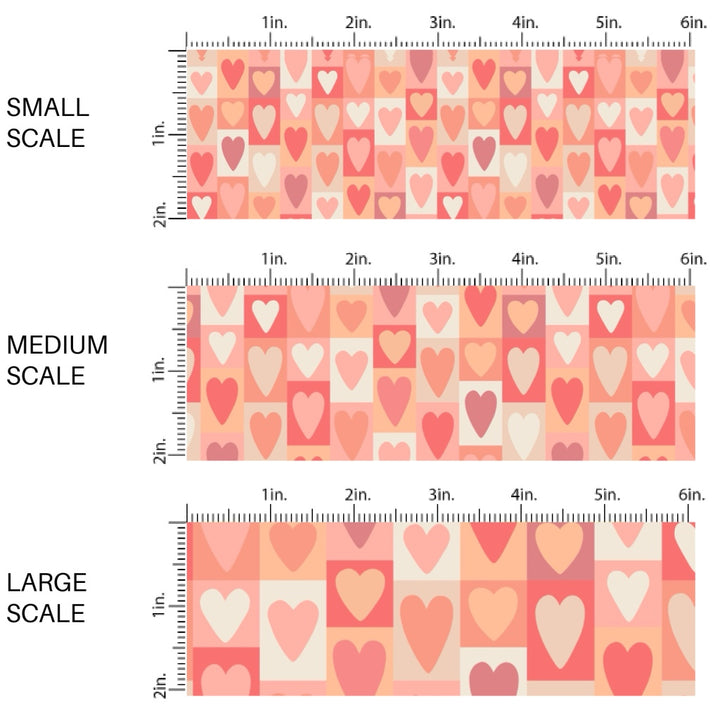 This holiday fabric by the yard features multi color hearts in block pattern. This festive pattern fabric can be used for all your sewing and crafting needs!