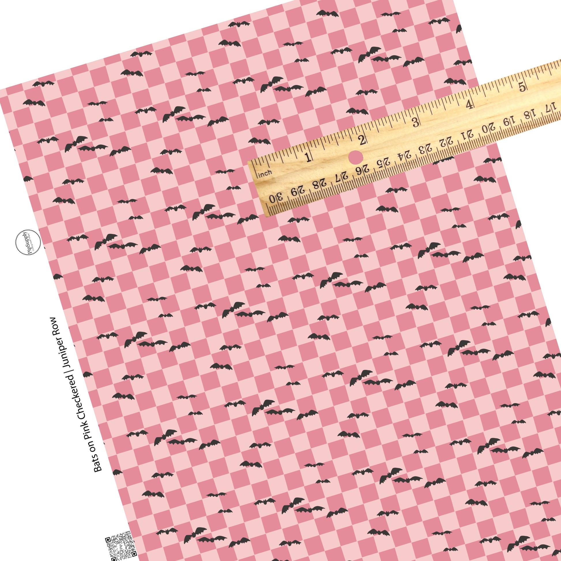 Multi pink checkered with black bats faux leather sheets