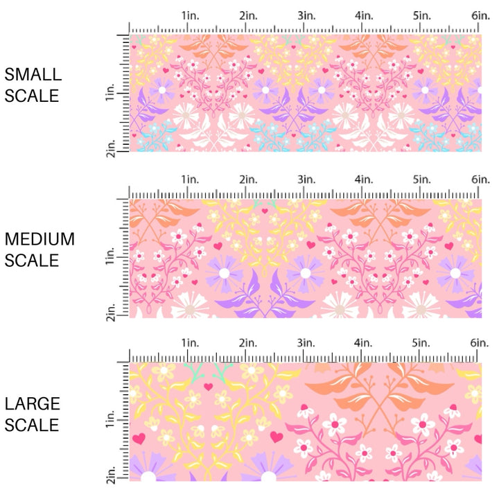 This holiday fabric by the yard features rainbow floral pattern. This festive pattern fabric can be used for all your sewing and crafting needs!