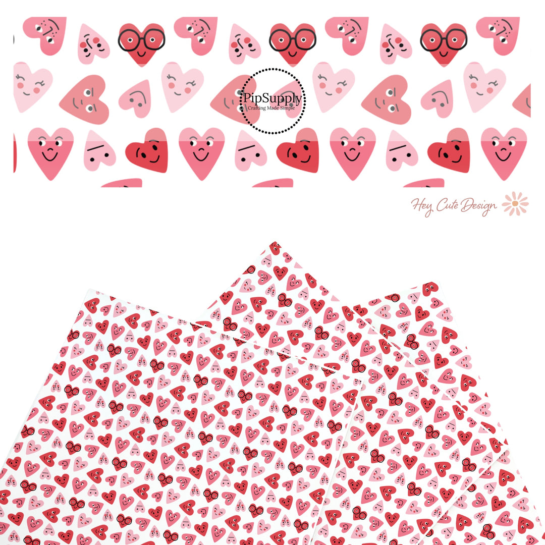 These holiday faux leather sheets contain the following design elements: red and pink smiley hearts. Our CPSIA compliant faux leather sheets or rolls can be used for all types of crafting projects.