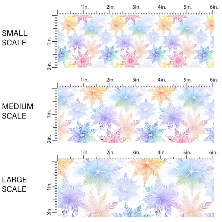 Multi Rainbow Pastel Snowflake Fabric By The Yard