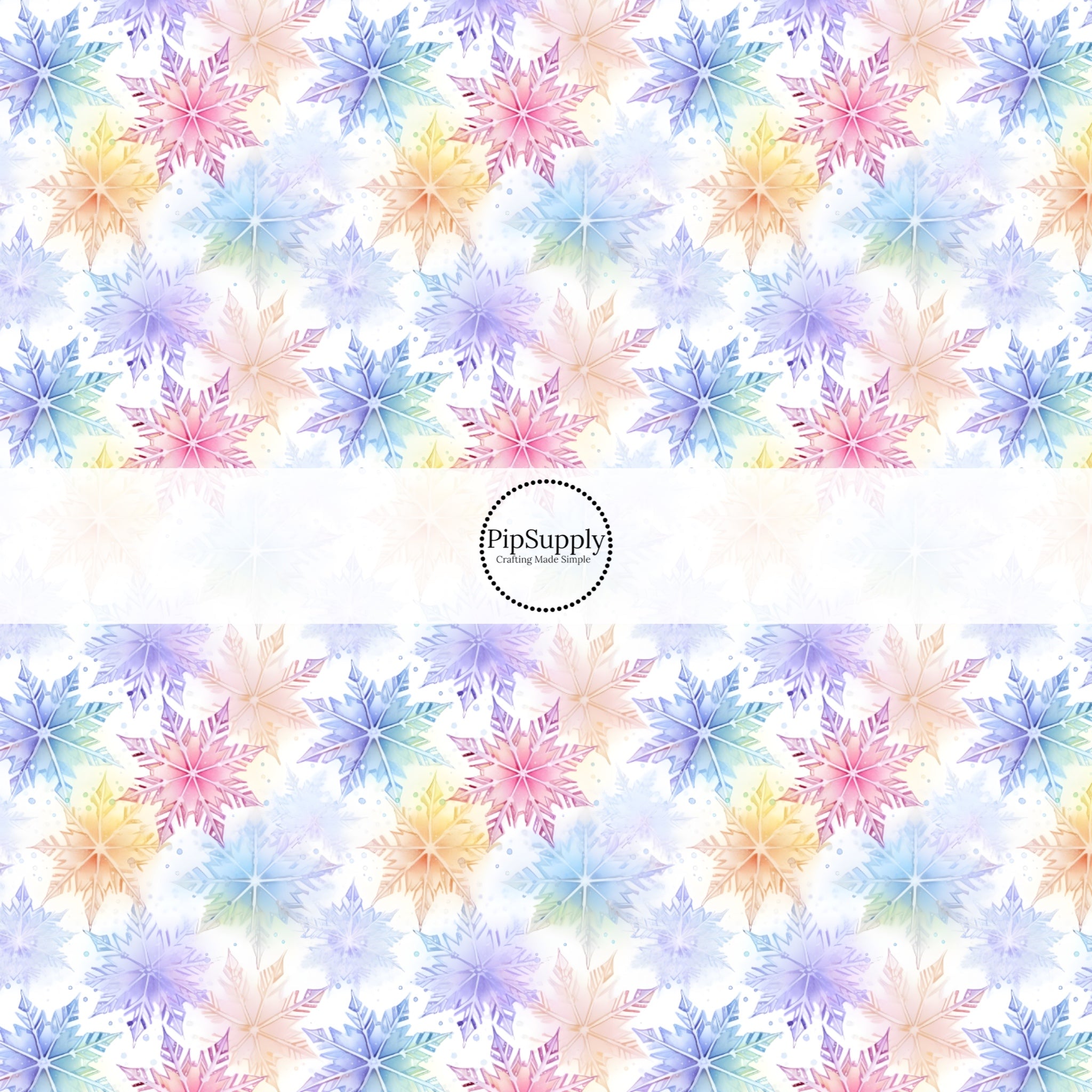 Multi Colored Rainbow Falling Pastel Snowflake Fabric By The Yard – Pip ...
