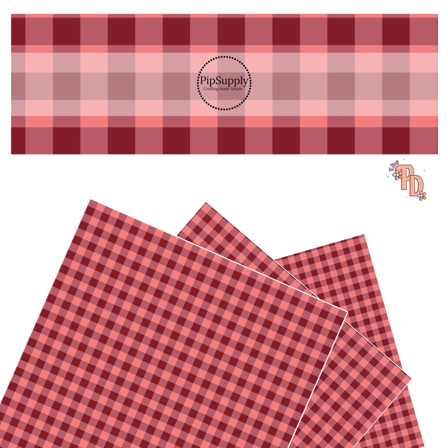 Cranberry and pink plaid faux leather sheets