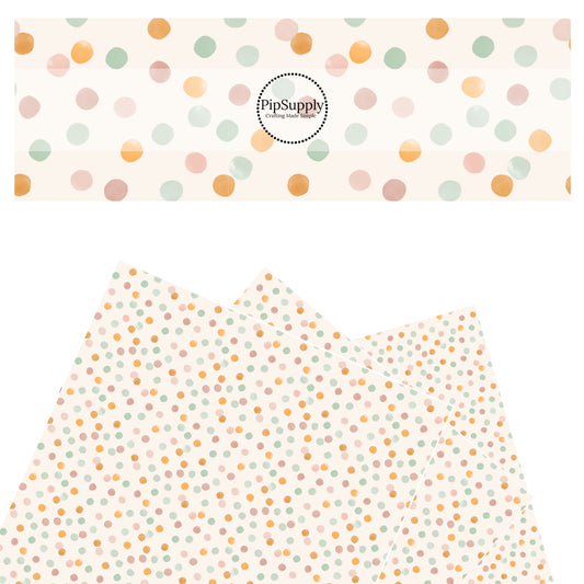 These spring pattern themed faux leather sheets contain the following design elements: multi colored rose dots. Our CPSIA compliant faux leather sheets or rolls can be used for all types of crafting projects.