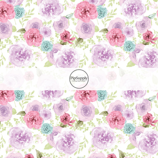 This summer fabric by the yard features multi colored roses on cream. This fun summer themed fabric can be used for all your sewing and crafting needs!