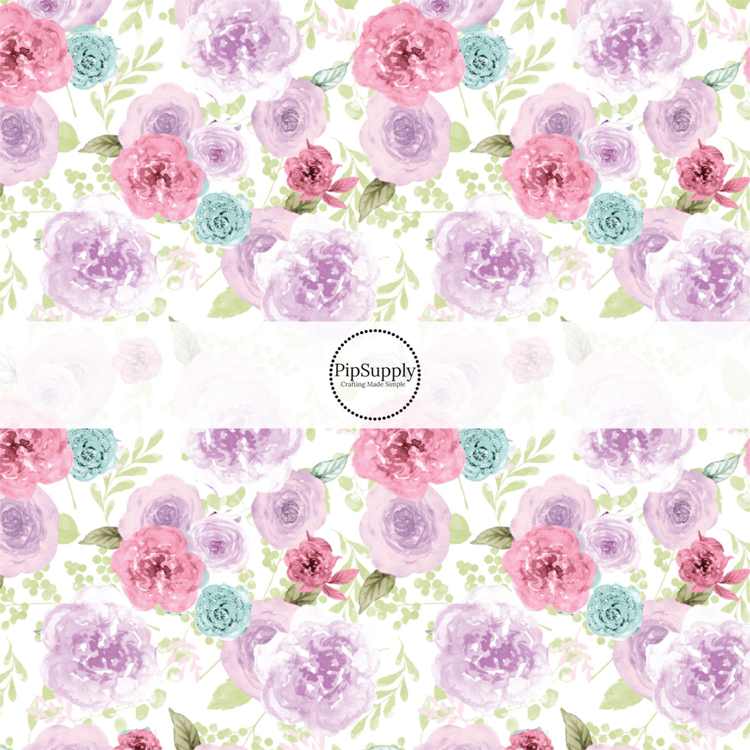 This summer fabric by the yard features multi colored roses on cream. This fun summer themed fabric can be used for all your sewing and crafting needs!