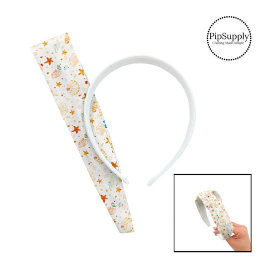 Scattered multi shells on white knotted headband kit