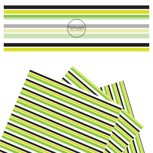 Black, white, and multi green stripes faux leather sheets