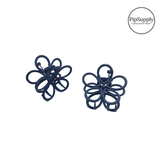 solid navy blue matte flower clip