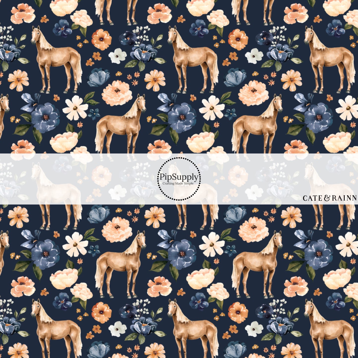 These spring and summer pattern fabric by the yard features farm and meadow horses. This fun fabric can be used for all your sewing and crafting needs!