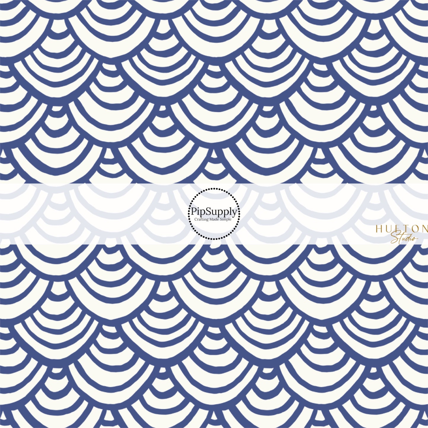 This summer fabric by the yard features blue and white scallop patterns. This fun themed fabric can be used for all your sewing and crafting needs!
