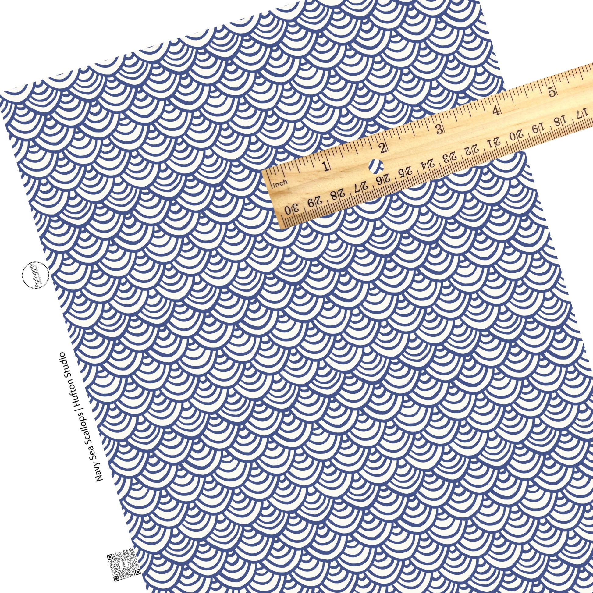 These summer faux leather sheets contain the following design elements: blue and white scallops patterns. Our CPSIA compliant faux leather sheets or rolls can be used for all types of crafting projects.