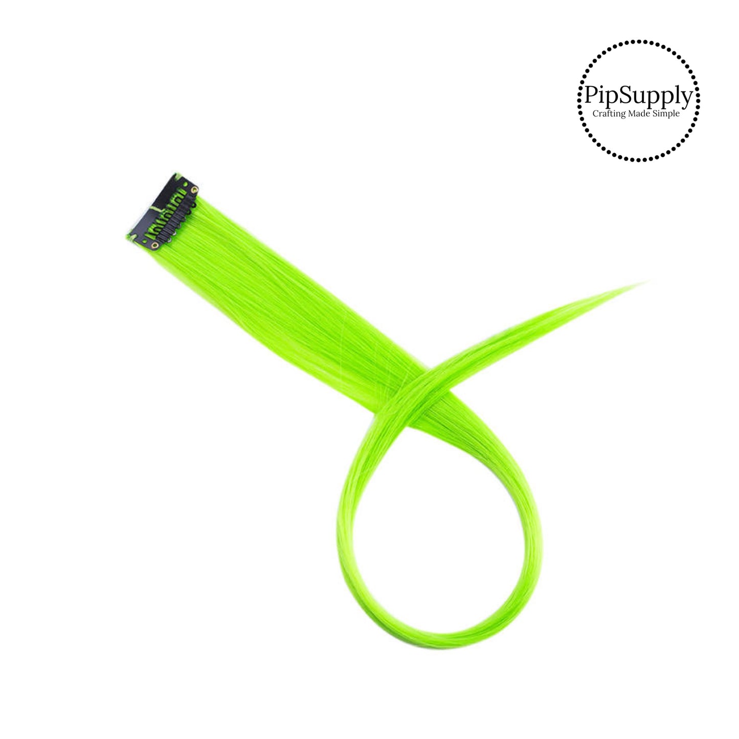 Bright neon green hair clip extension