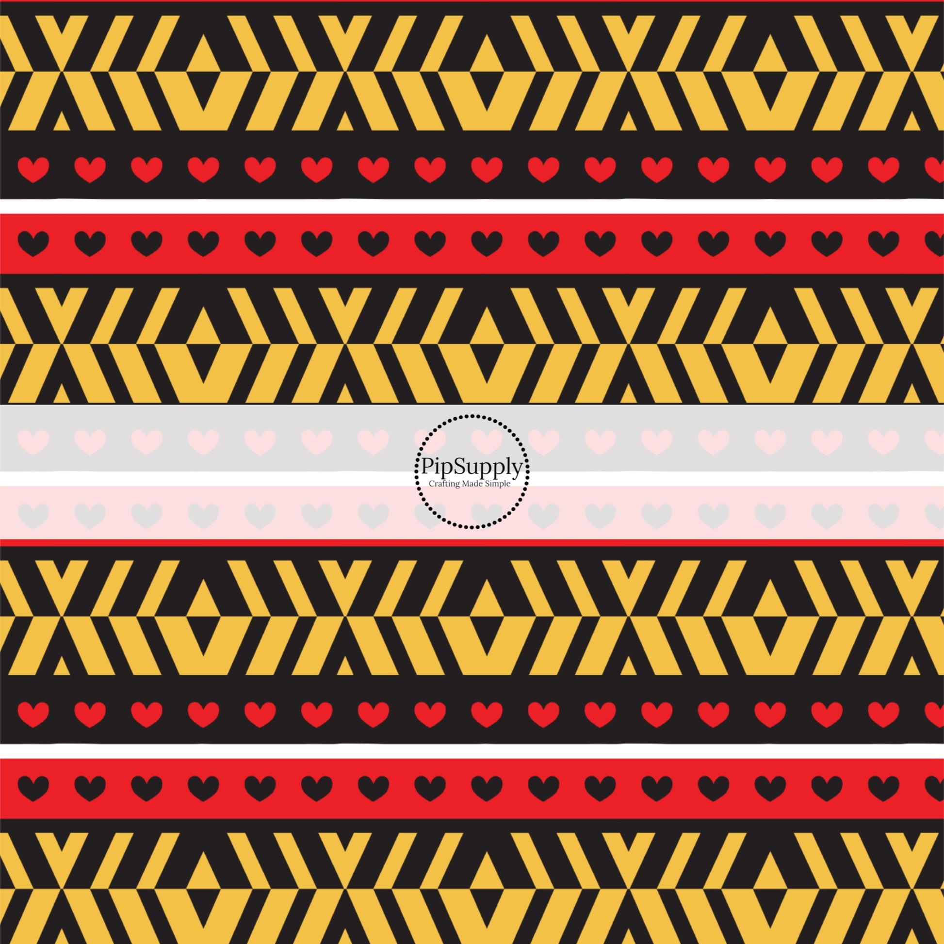 This magical childhood adventure inspired fabric by the yard features the following design: tiny hearts on red and black stripes. This fun themed fabric can be used for all your sewing and crafting needs!