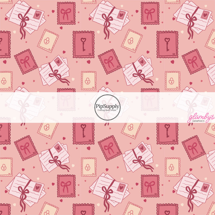 This holiday fabric by the yard features Valentine Day letters. This festive pattern fabric can be used for all your sewing and crafting needs!