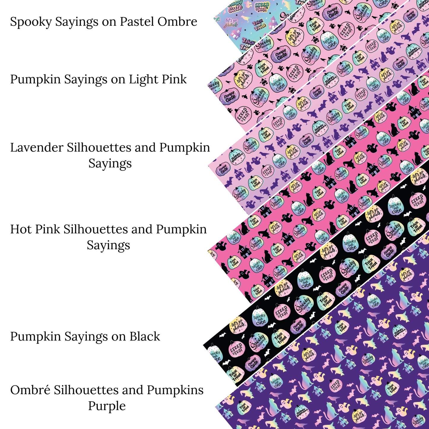 Ombre Silhouettes and Pumpkins Purple Faux Leather Sheets
