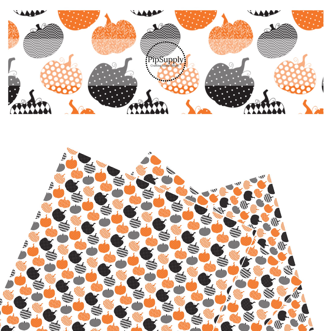 Patterned Pumpkins Faux Leather Sheet