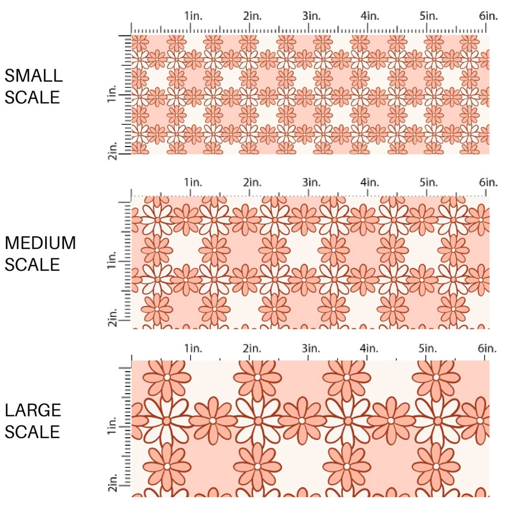 This Easter themed fabric by the yard features orange daisy flowers on a checker pattern. This fun pattern fabric can be used for all your sewing and crafting needs!