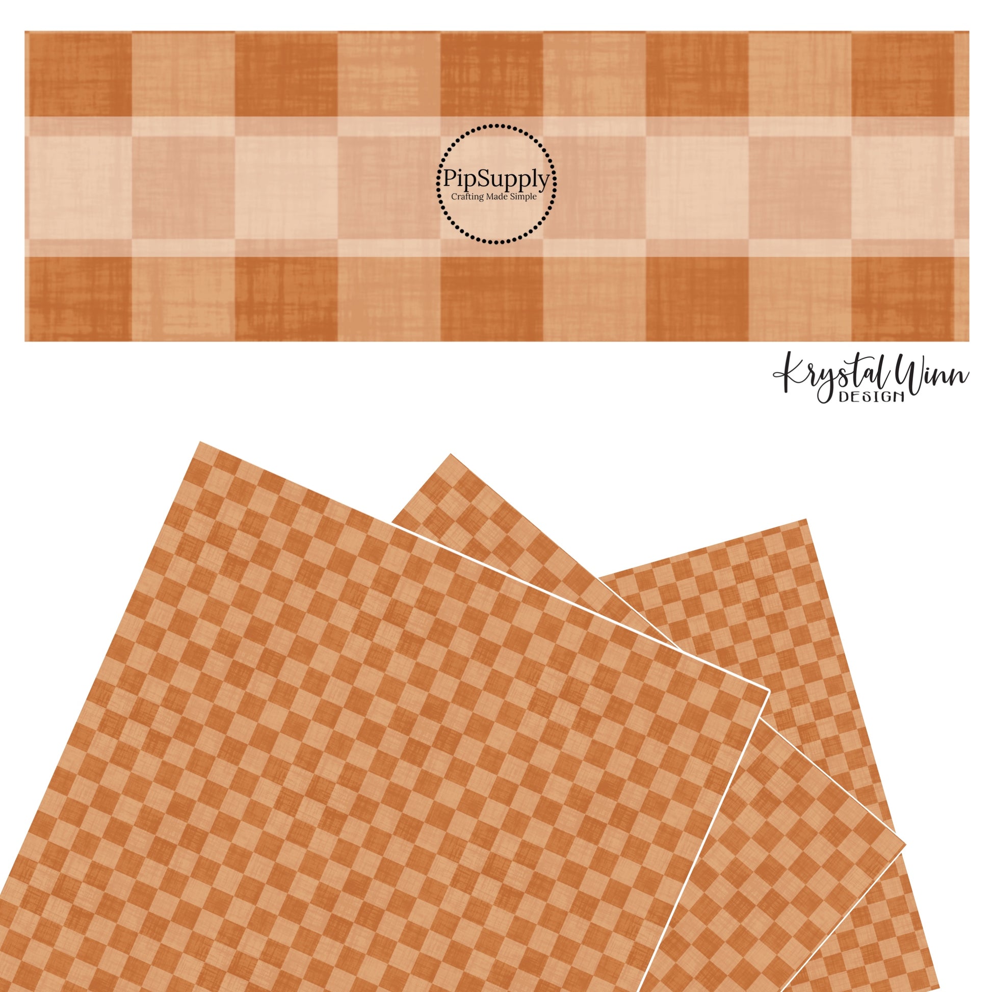 Distressed multi orange checker faux leather sheets