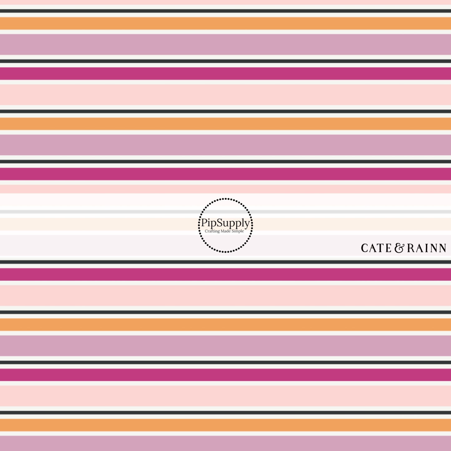 These Halloween stripe themed fabric by the yard features white, light pink, dark pink, black and orange stripes. This fun spooky themed fabric can be used for all your sewing and crafting needs! 