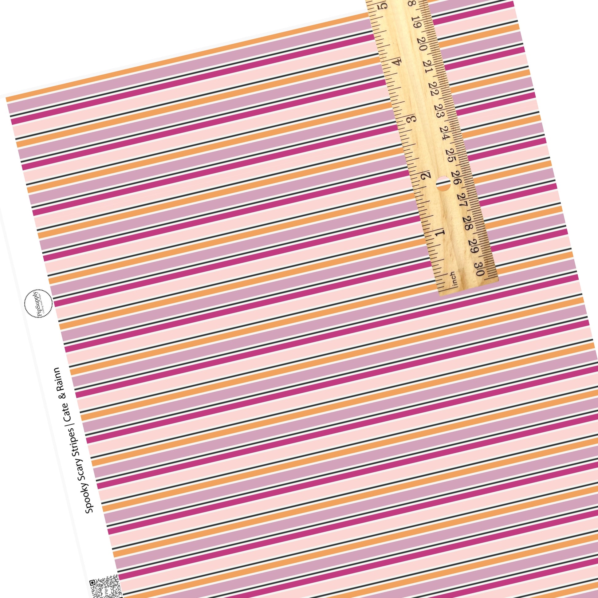 These Halloween stripe theme faux leather sheets contain the following design elements: white, light pink, dark pink, black, and orange stripes. Our CPSIA compliant faux leather sheets or rolls can be used for all types of crafting projects.