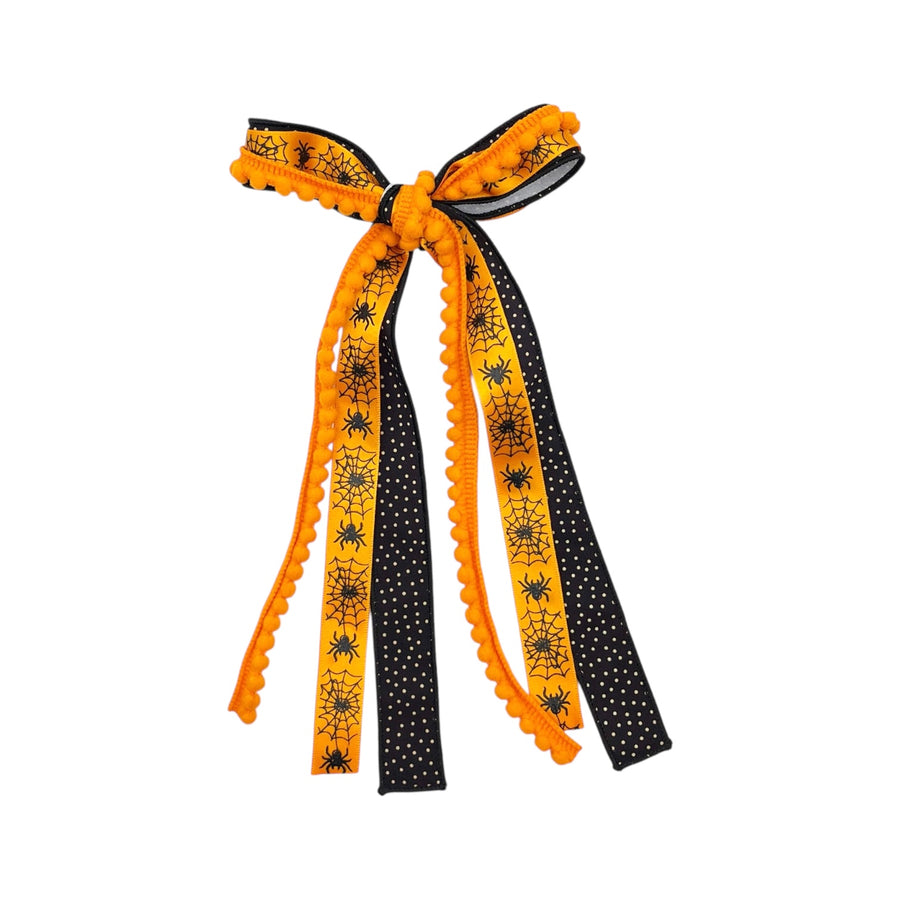 These Halloween themed ribbon tied bows are ready to package and resell to your customers no sewing or measuring necessary! These hair bows come with a clip already attached.