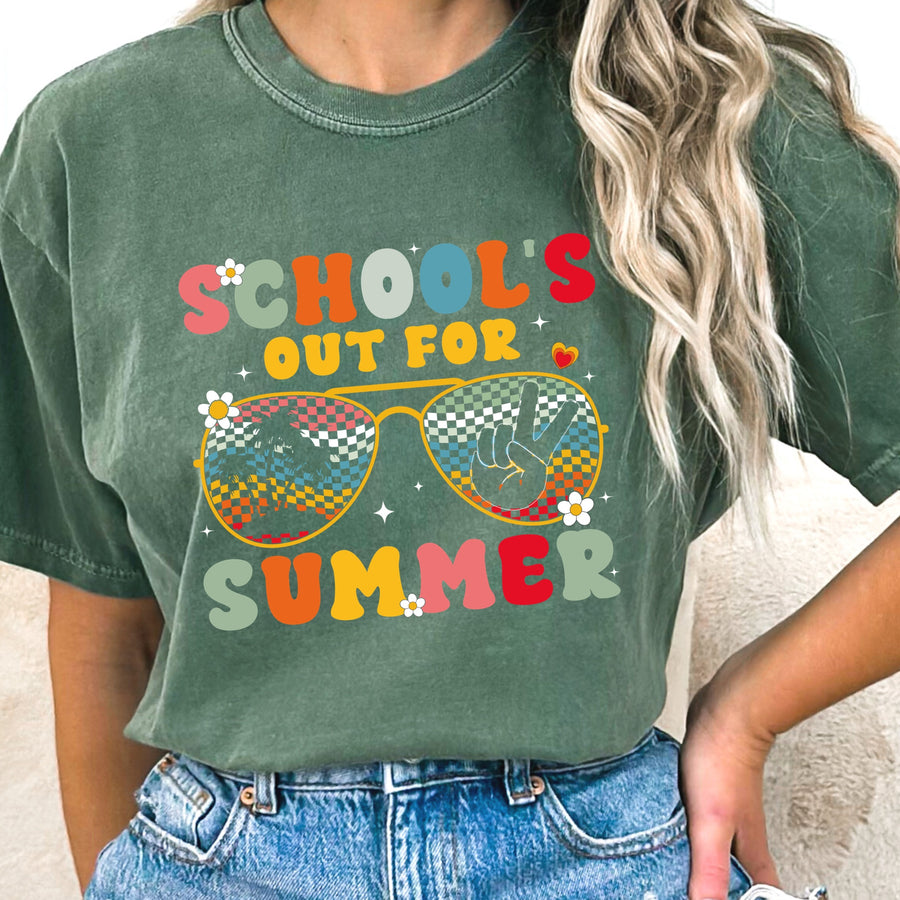This school themed iron on transfer is a great way to add full color designs to your garments without the hassle of weeding vinyl. Add a "Schools Out For Summer" print to your fun creation! They are ready to press transfers and easy to use!