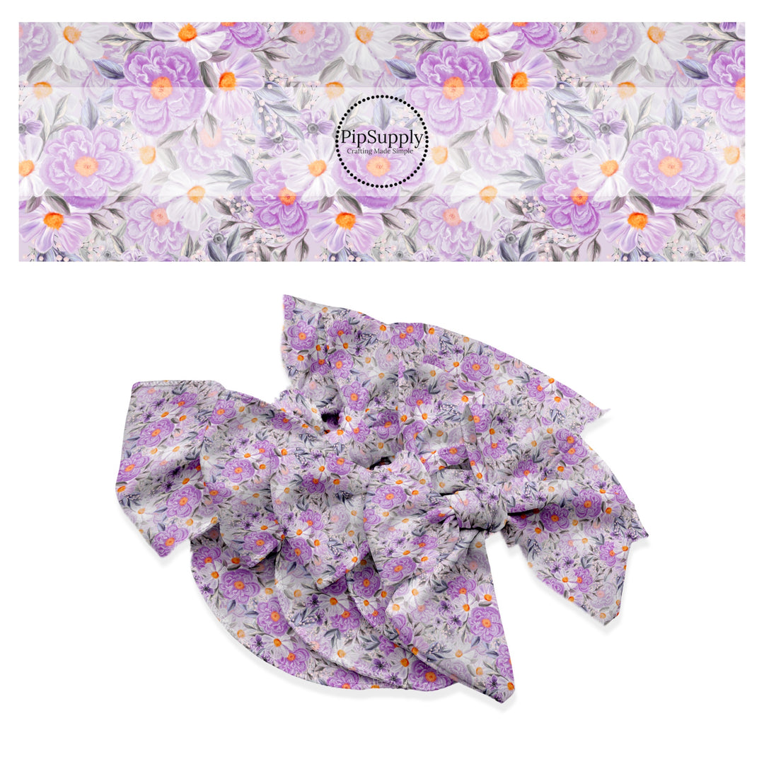 These floral themed no sew bow strips can be easily tied and attached to a clip for a finished hair bow. These festive bow strips are great for personal use or to sell. These bow strips feature the following design elements: painted flower pattern.