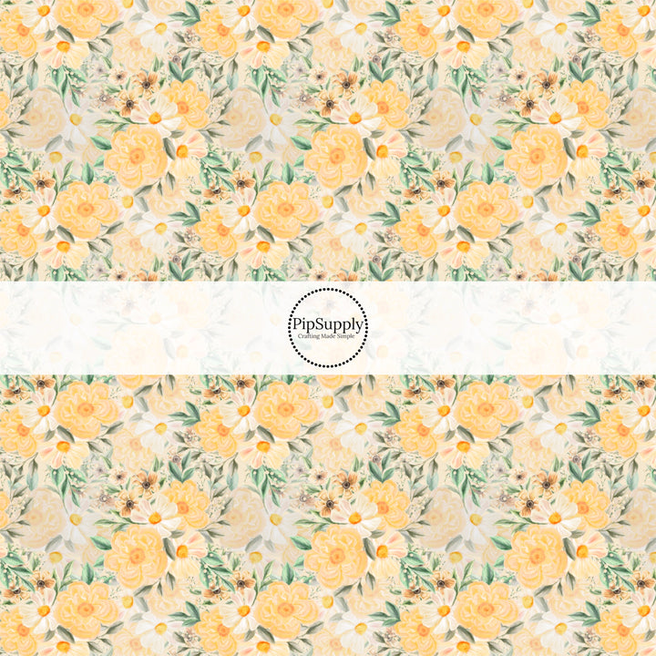 These floral fabric by the yard features painted flower pattern. This fun pattern fabric can be used for all your sewing and crafting needs!