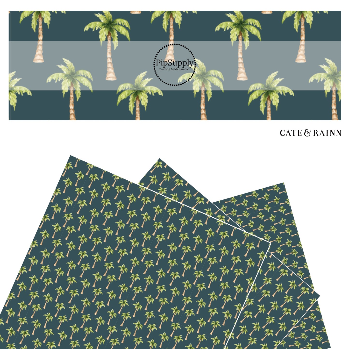 These tropical themed blue faux leather sheets contain the following design elements: palm trees on navy blue. Our CPSIA compliant faux leather sheets or rolls can be used for all types of crafting projects.