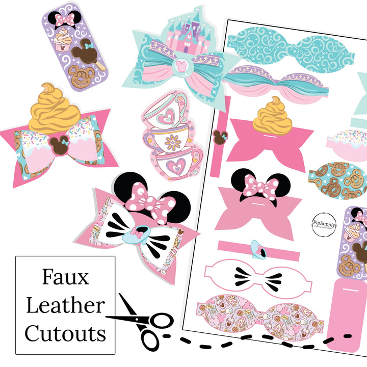 These magical crown themed layered faux leather bows are ready to cut and assemble for many craft projects. These patterned cutouts can be used to make a hair bow, headband, banner, photo props, scrapbook, party or classroom decorations, bulletin board trim or anything creative! 