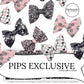 Pink and charcoal happy new year faux leather hair bows