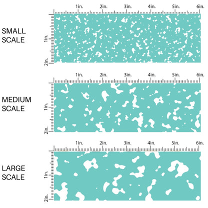 This scale chart of small scale, medium scale, and large scale of this school supply fabric by the yard features classic aqua composition pattern. This fun themed fabric can be used for all your sewing and crafting needs!