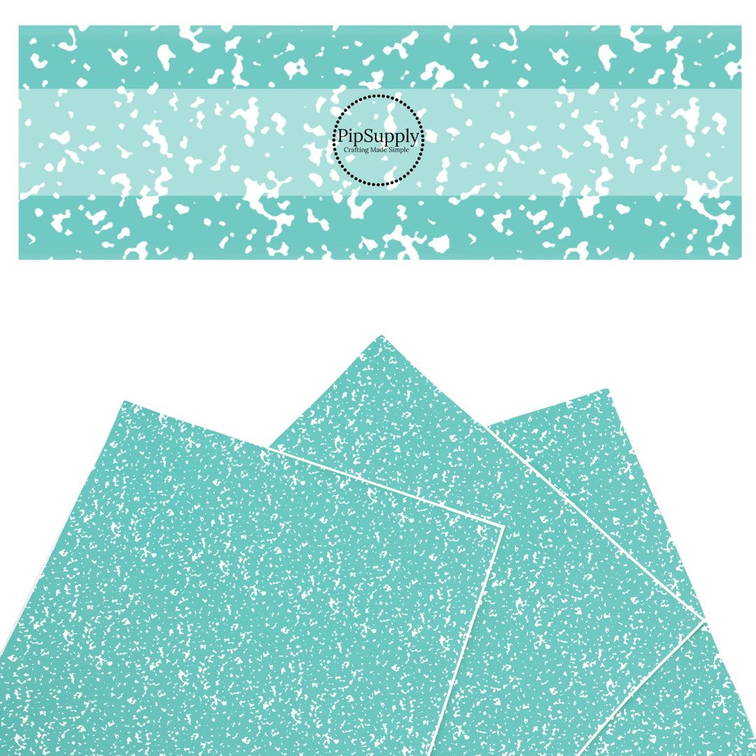 These school supply faux leather sheets contain the following design elements: classic aqua composition pattern. Our CPSIA compliant faux leather sheets or rolls can be used for all types of crafting projects.