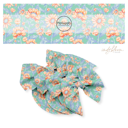 These summer and spring floral bow strips with beautiful leaves and flowers in the color of light pink, peach, and light blue are great for personal use or to sell.