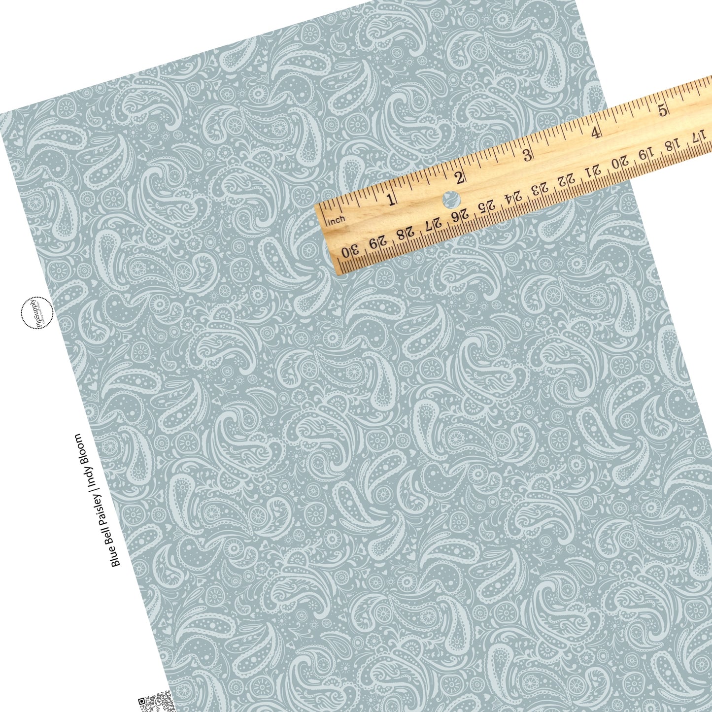 These western light blue faux leather sheets contain the following design elements: light blue gray paisley pattern. 