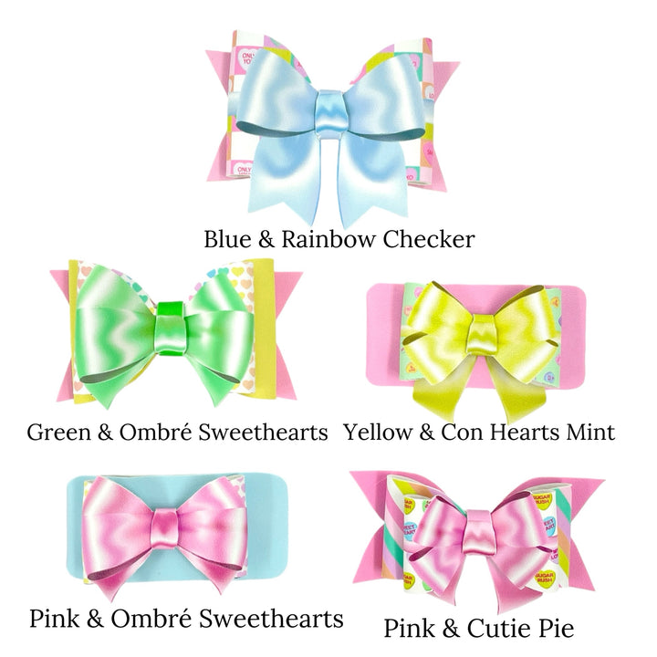 Pastel Candy Hearts Layered Faux Leather DIY Hair Bows