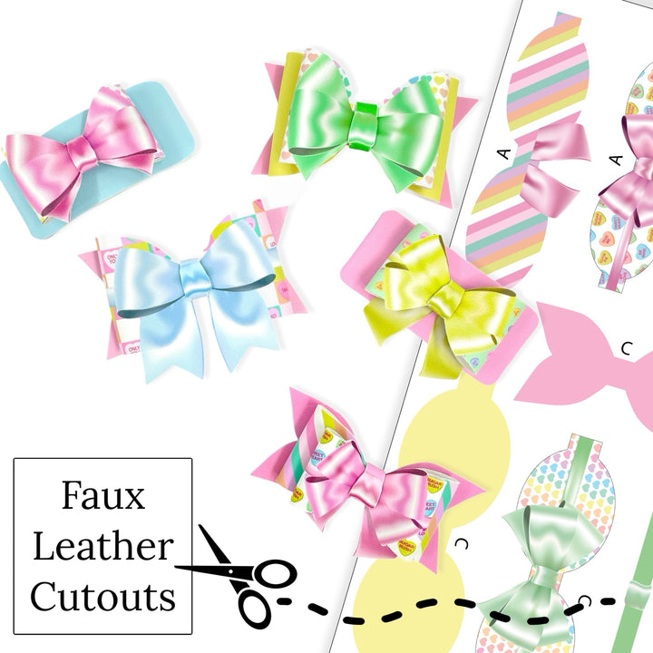 Pastel Candy Hearts Layered Faux Leather DIY Hair Bows