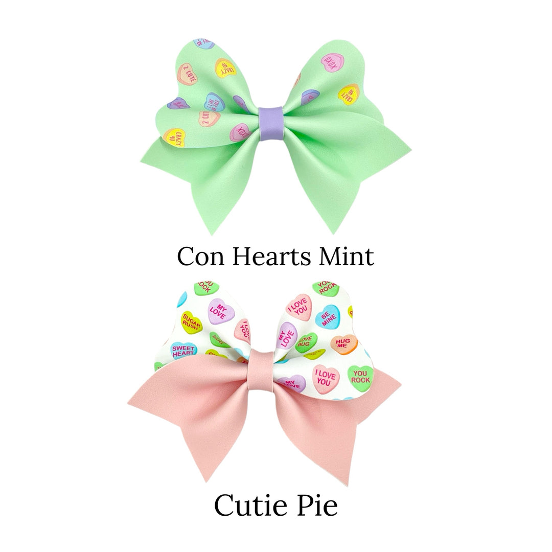 Pastel Candy Hearts Loveable Faux Leather DIY Hair Bows