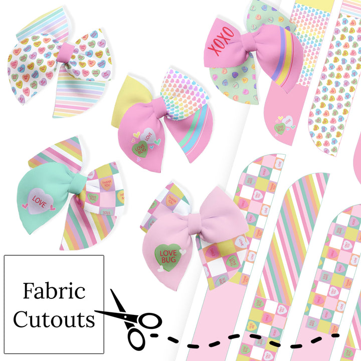 Pastel Candy Hearts Sailor Neoprene DIY Hair Bows