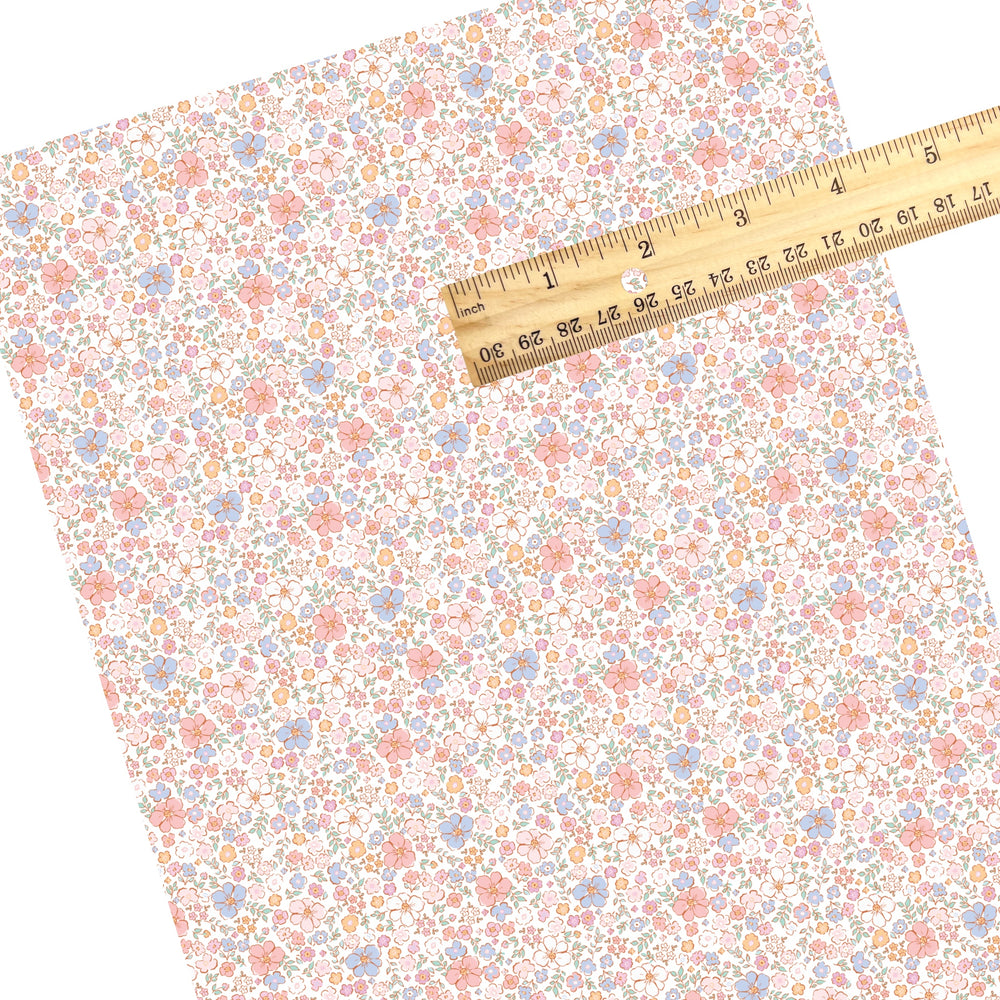 These spring themed faux leather sheets contain the following design elements: pastel floral patterns. Our CPSIA compliant faux leather sheets or rolls can be used for all types of crafting projects.