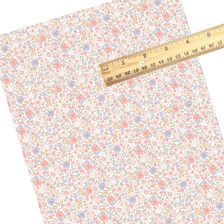 These spring themed faux leather sheets contain the following design elements: pastel floral patterns. Our CPSIA compliant faux leather sheets or rolls can be used for all types of crafting projects.