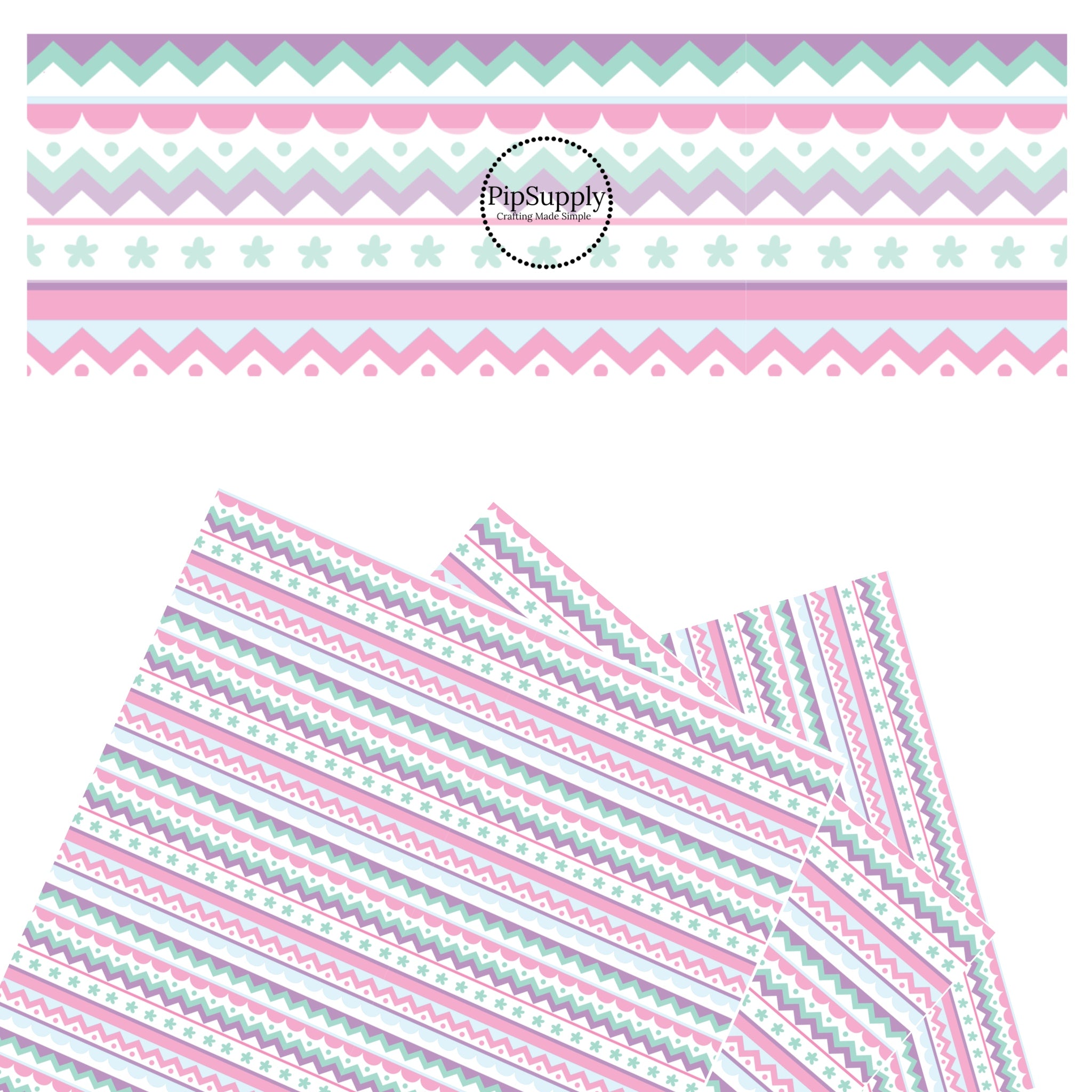 Easter Stripes Faux Leather Sheet - Pastel Easter Chevron Faux Leather ...