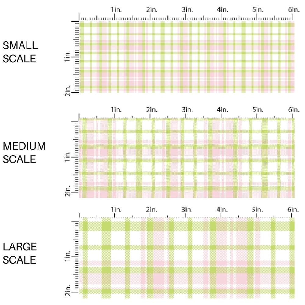 This spring themed fabric by the yard features pink and green plaid pattern. This fun pattern fabric can be used for all your sewing and crafting needs!