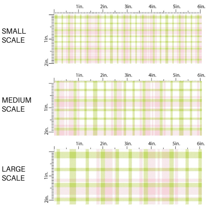 This spring themed fabric by the yard features pink and green plaid pattern. This fun pattern fabric can be used for all your sewing and crafting needs!