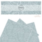 These western light blue faux leather sheets contain the following design elements: light blue gray paisley pattern. 